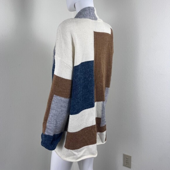 Fable Size M Colorblock Open Front Cardigan Sweater Relaxed Fit Loungewear - Picture 9 of 13
